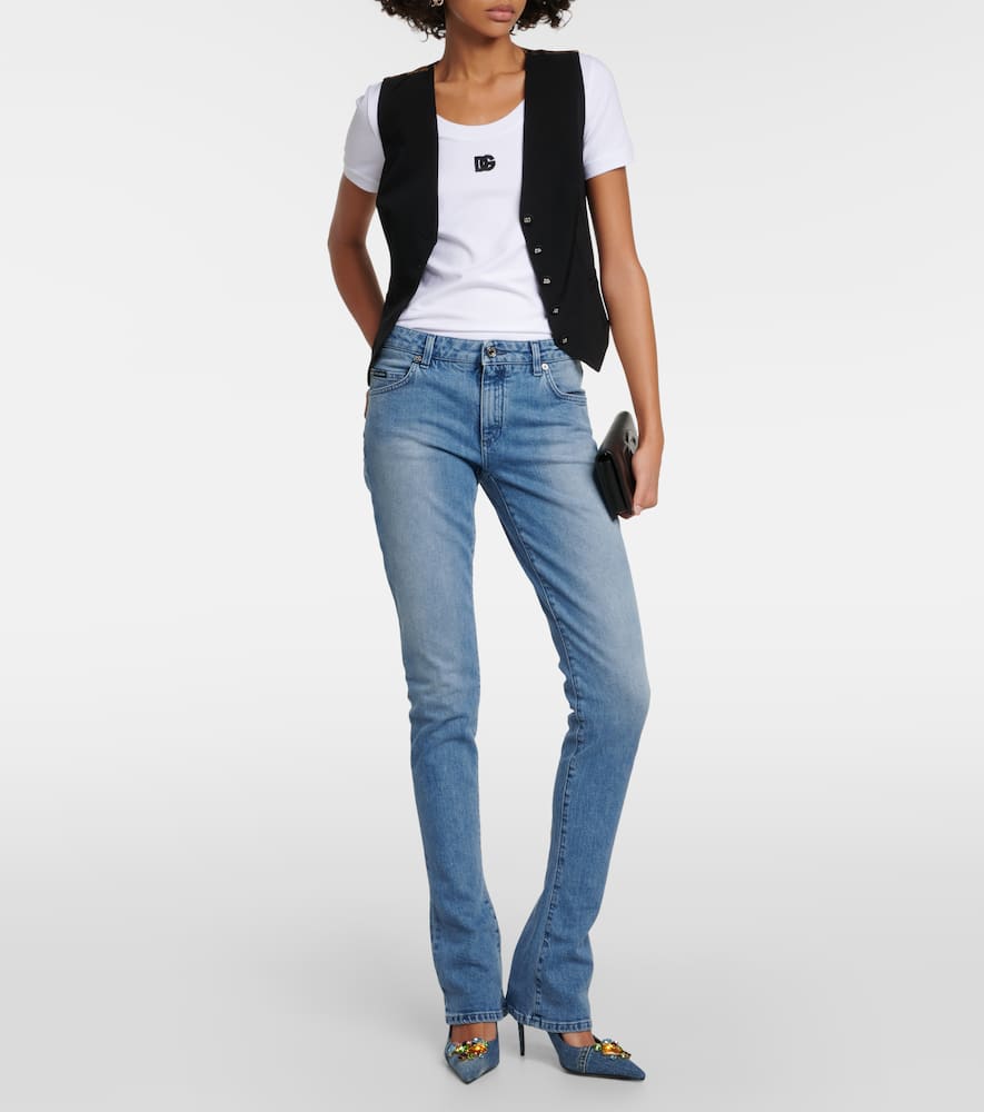 Dolce&Gabbana Crystal-embellished denim pumps