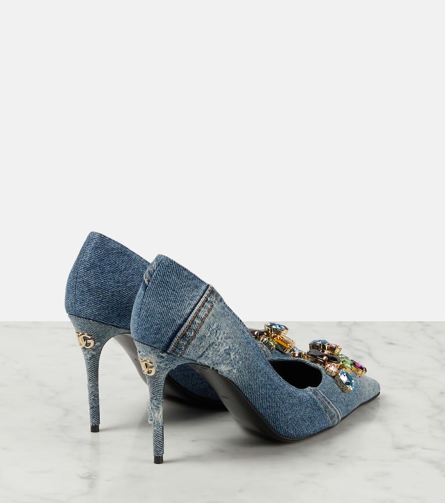 Dolce&Gabbana Crystal-embellished denim pumps