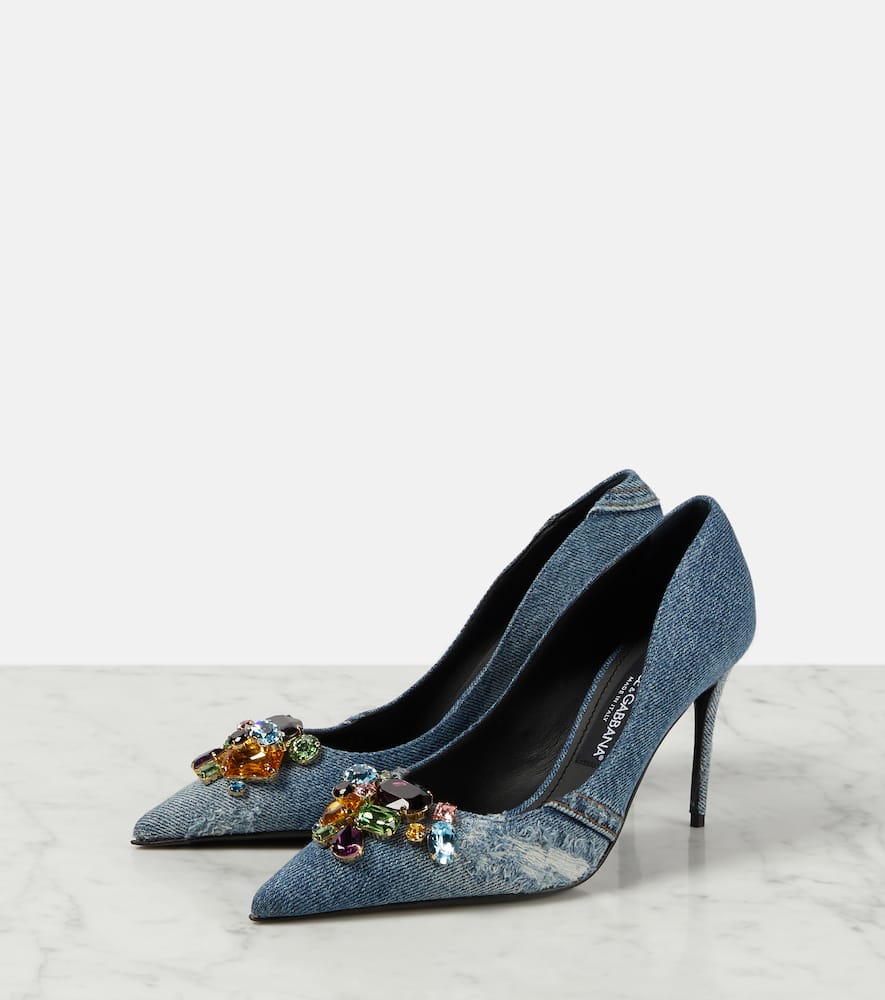 Dolce&Gabbana Crystal-embellished denim pumps