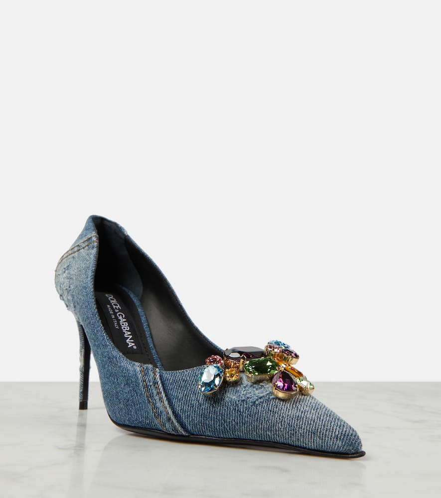 Dolce&Gabbana Crystal-embellished denim pumps