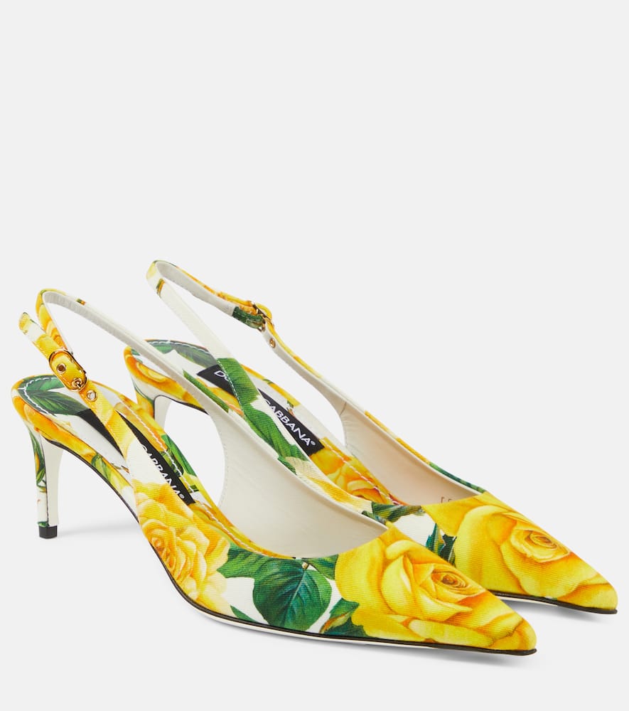 Dolce&Gabbana Floral canvas slingback pumps