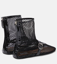 Alaia Fishnet leather-trimmed ankle boots