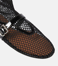 Alaia Fishnet leather-trimmed ankle boots