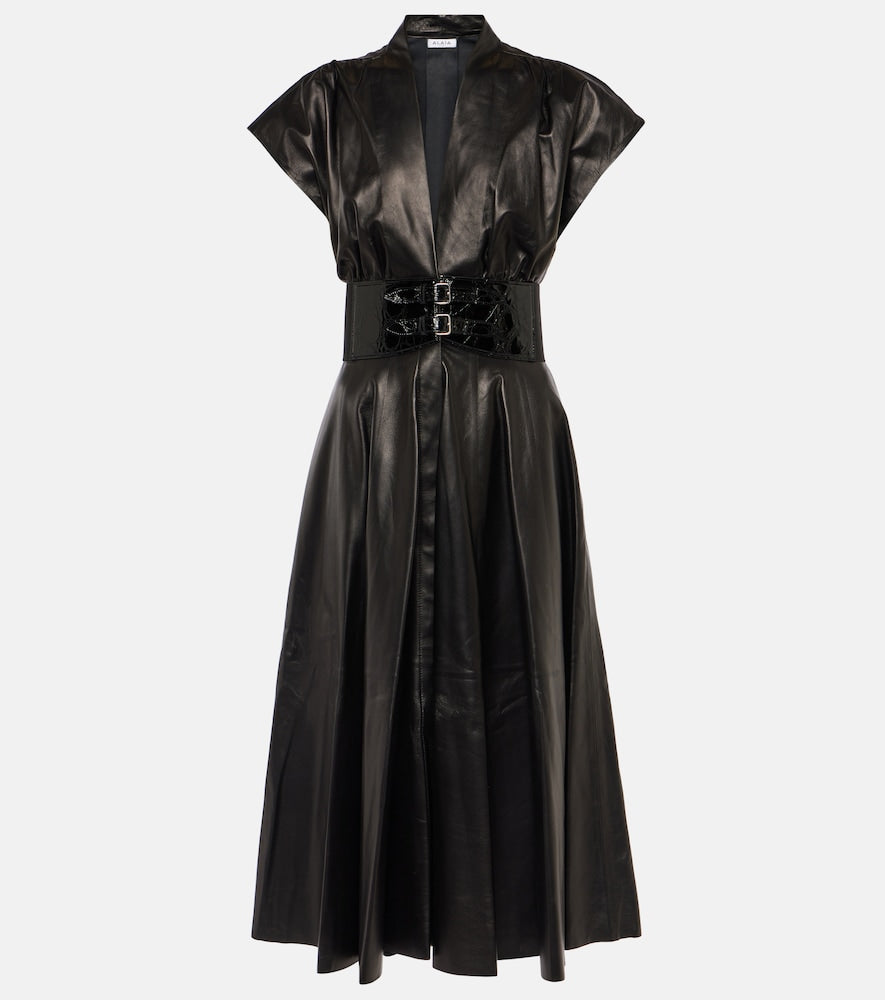 Alaia Belted leather midi dress. Alaia 系带皮革中长连衣裙