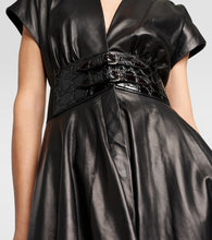 Alaia Belted leather midi dress