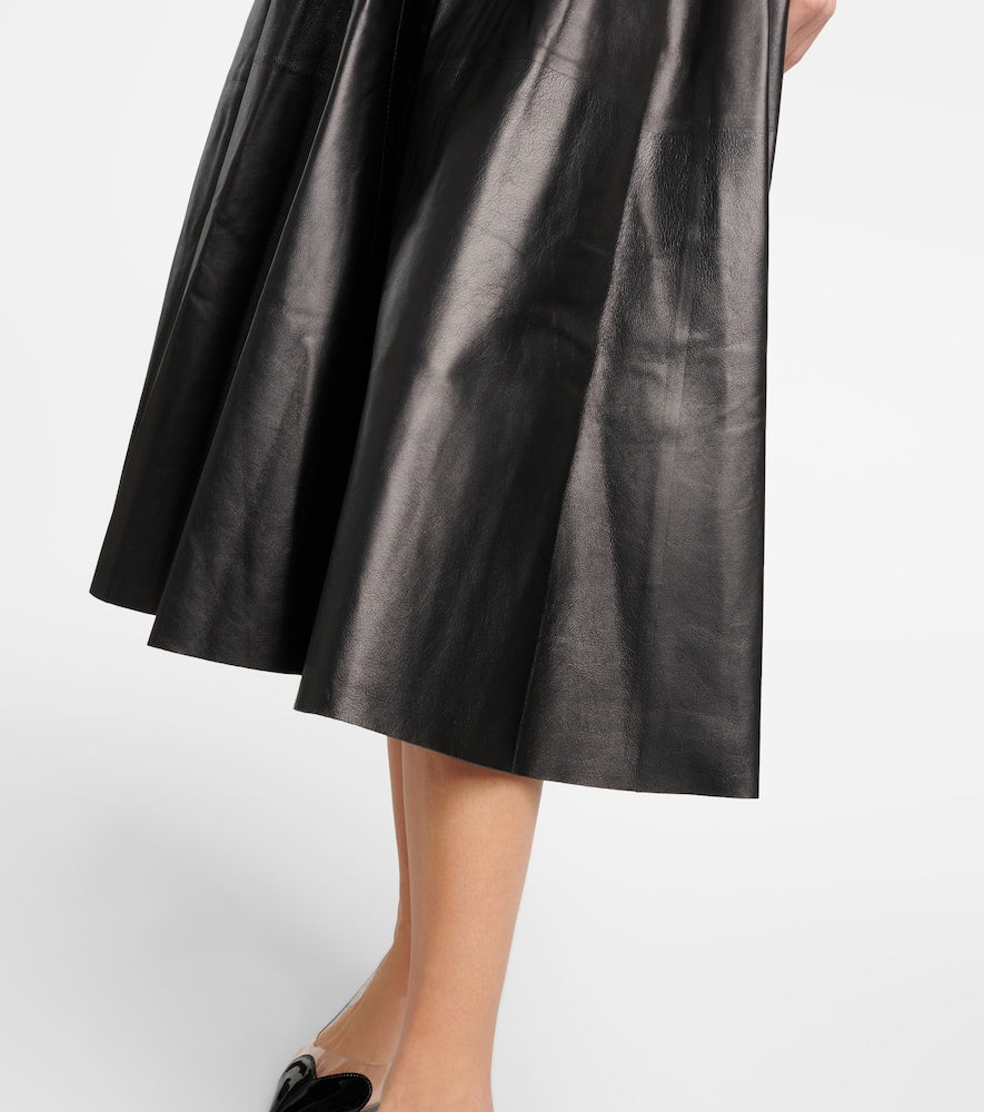 Alaia Belted leather midi dress