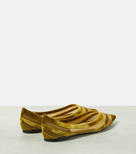 Jimmy Choo Love velvet-trimmed ballet flats