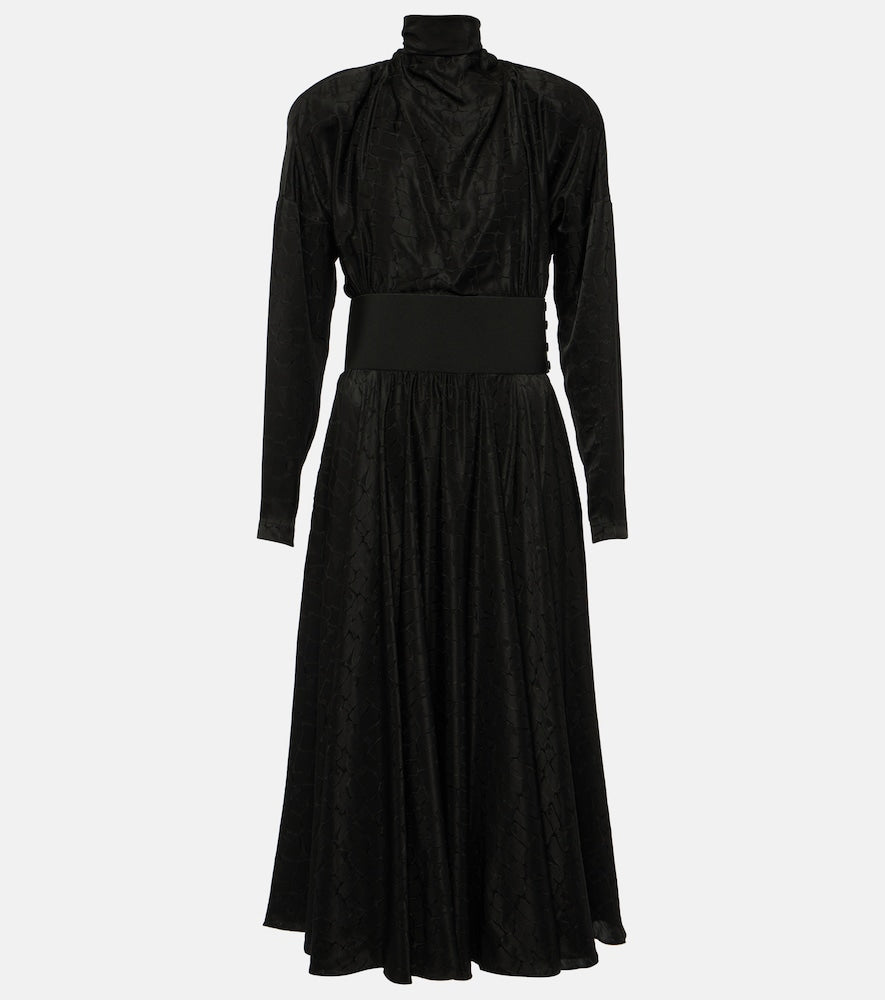 Alaia Tie-neck silk-blend midi dress. Alaia 系领真丝混纺中长连衣裙