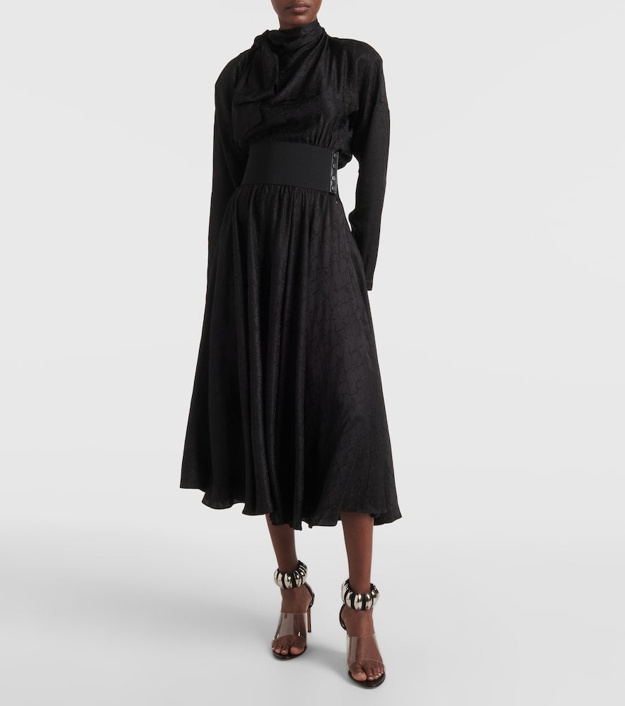 Alaia Tie-neck silk-blend midi dress