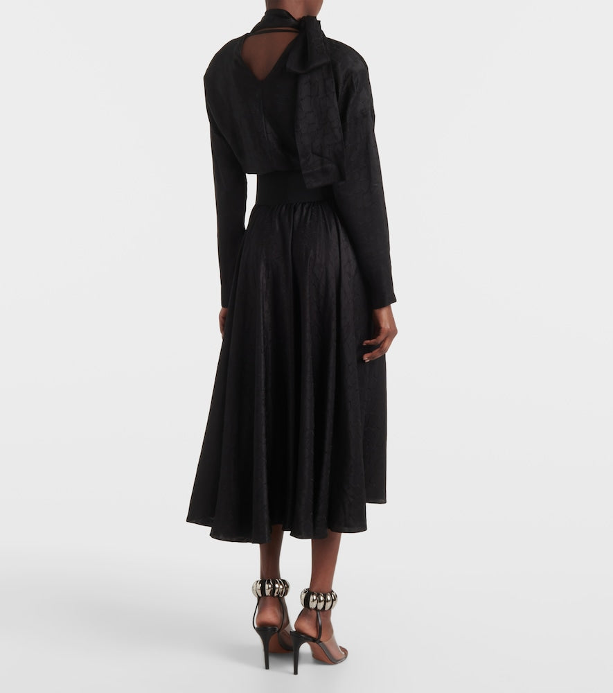 Alaia Tie-neck silk-blend midi dress