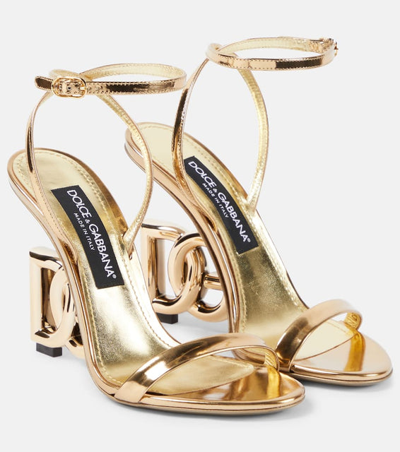 Dolce&Gabbana DG mirrored leather sandals