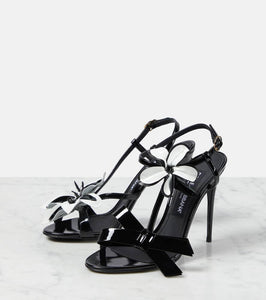 Dolce&Gabbana Floral-appliqu√É¬© patent leather sandals