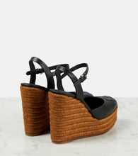 Dolce&Gabbana Logo embroidered leather wedge espadrilles