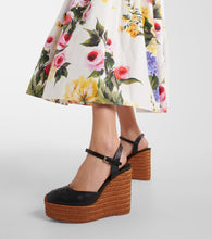 Dolce&Gabbana Logo embroidered leather wedge espadrilles
