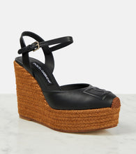 Dolce&Gabbana Logo embroidered leather wedge espadrilles