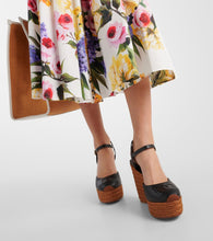 Dolce&Gabbana Logo embroidered leather wedge espadrilles
