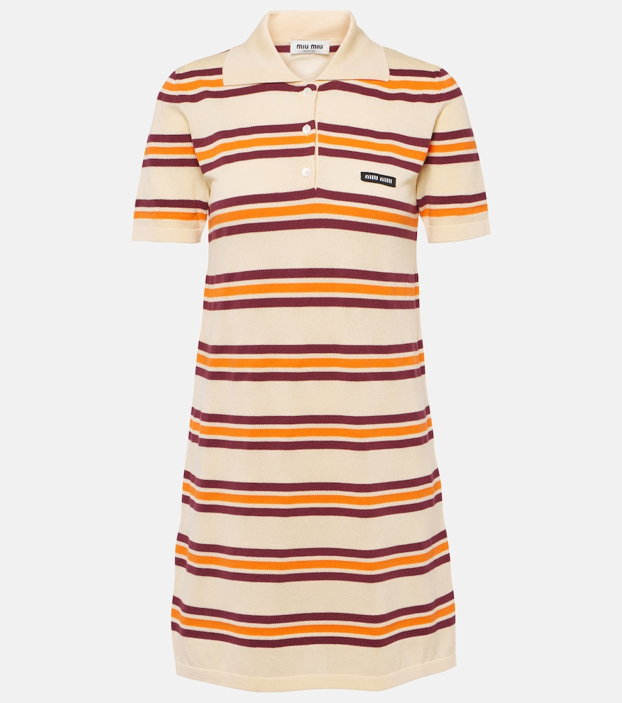 Miu Miu Striped cotton and silk minidress. Miu Miu 条纹棉丝迷你连衣裙