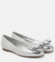 Ferragamo Vara metallic leather ballet flats