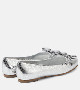 Ferragamo Vara metallic leather ballet flats