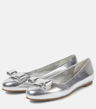 Ferragamo Vara metallic leather ballet flats