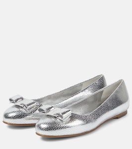 Ferragamo Vara metallic leather ballet flats