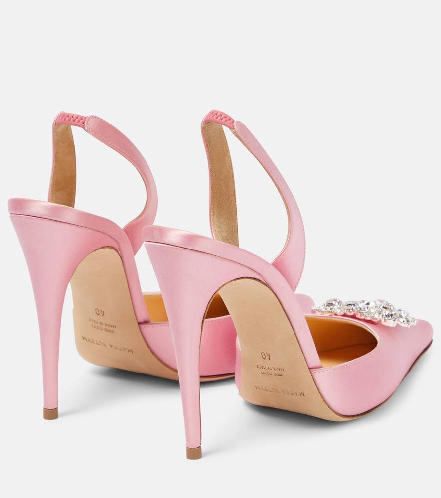 Magda Butrym Crystal-embellished satin slingback pumps
