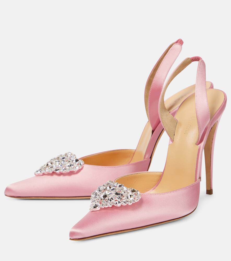 Magda Butrym Crystal-embellished satin slingback pumps