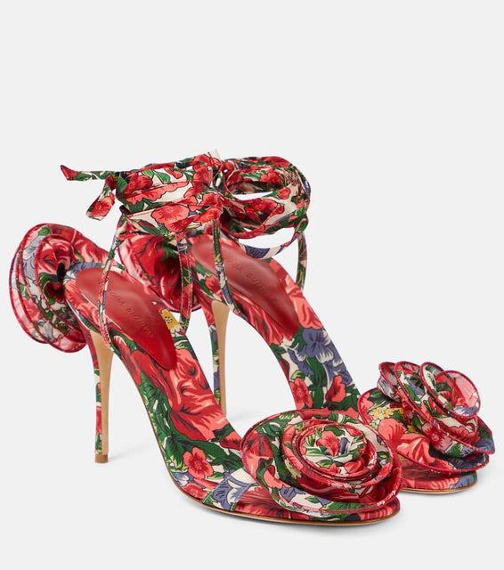 Magda Butrym Floral-appliqu√É¬© satin slingback sandals