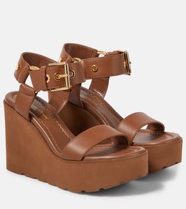 Gianvito Rossi Leather platform wedge sandals