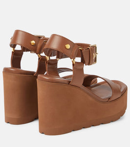 Gianvito Rossi Leather platform wedge sandals