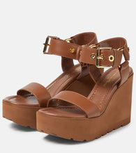 Gianvito Rossi Leather platform wedge sandals
