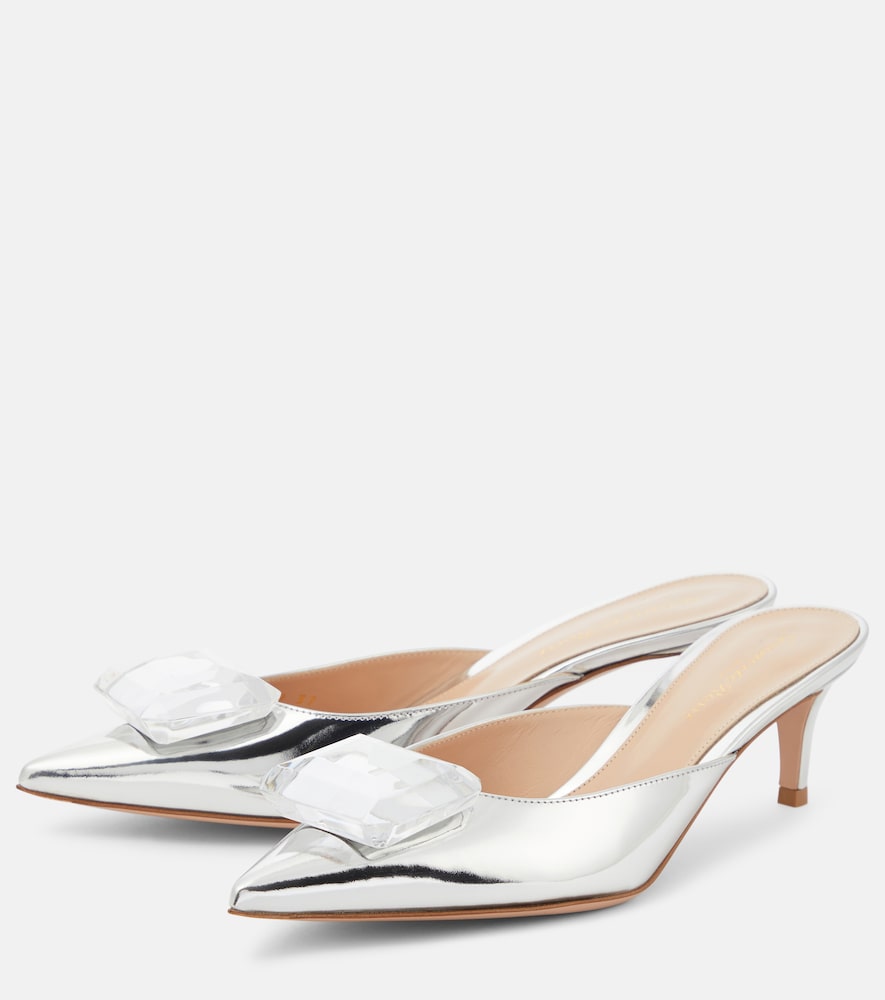 Gianvito Rossi Jaipur 55 embellished metallic leather mules