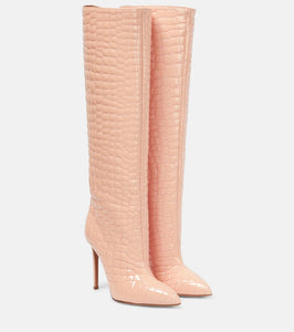 Paris Texas 105 croc-effect leather knee-high boots
