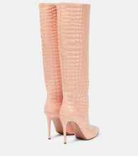Paris Texas 105 croc-effect leather knee-high boots