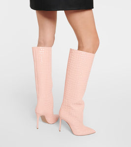 Paris Texas 105 croc-effect leather knee-high boots