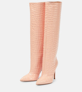 Paris Texas 105 croc-effect leather knee-high boots