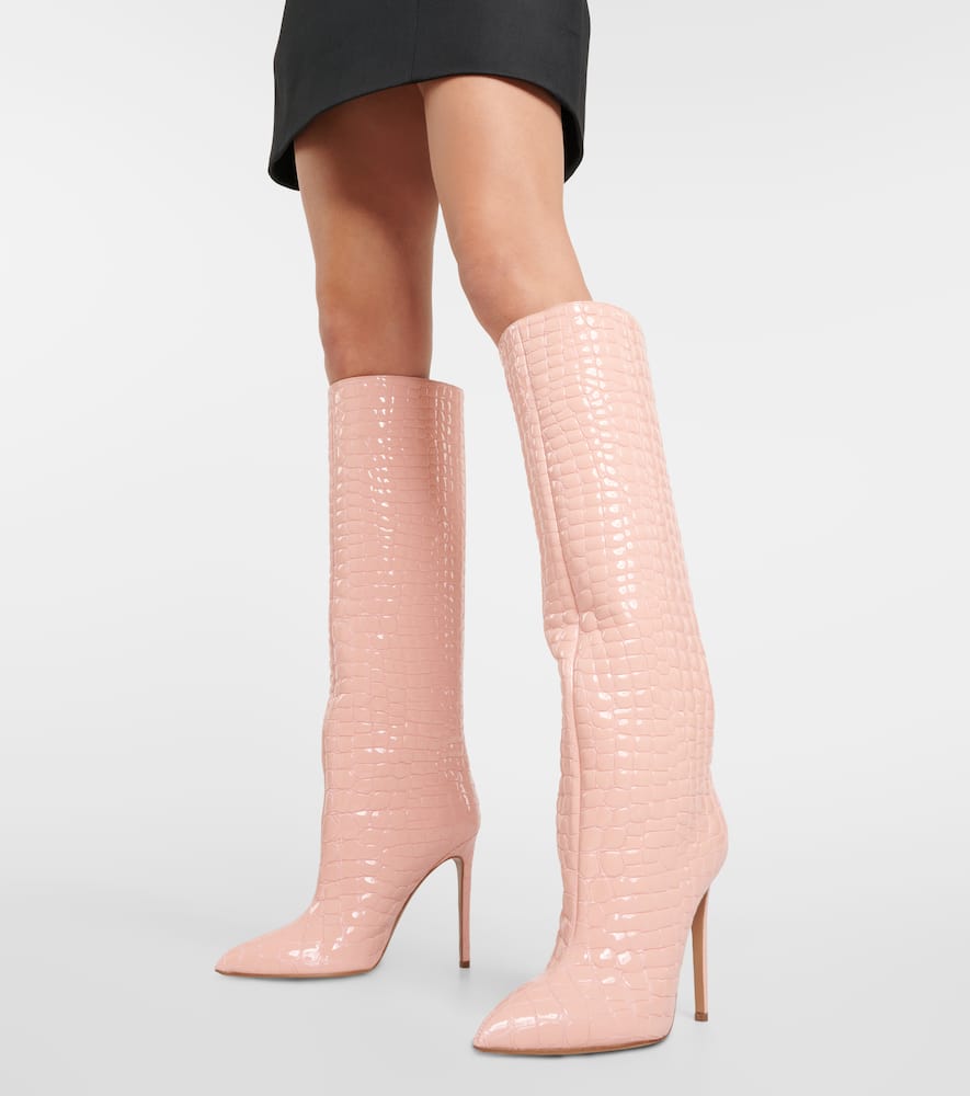 Paris Texas 105 croc-effect leather knee-high boots