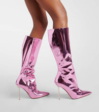 Paris Texas Lidia mirrored leather knee-high boots