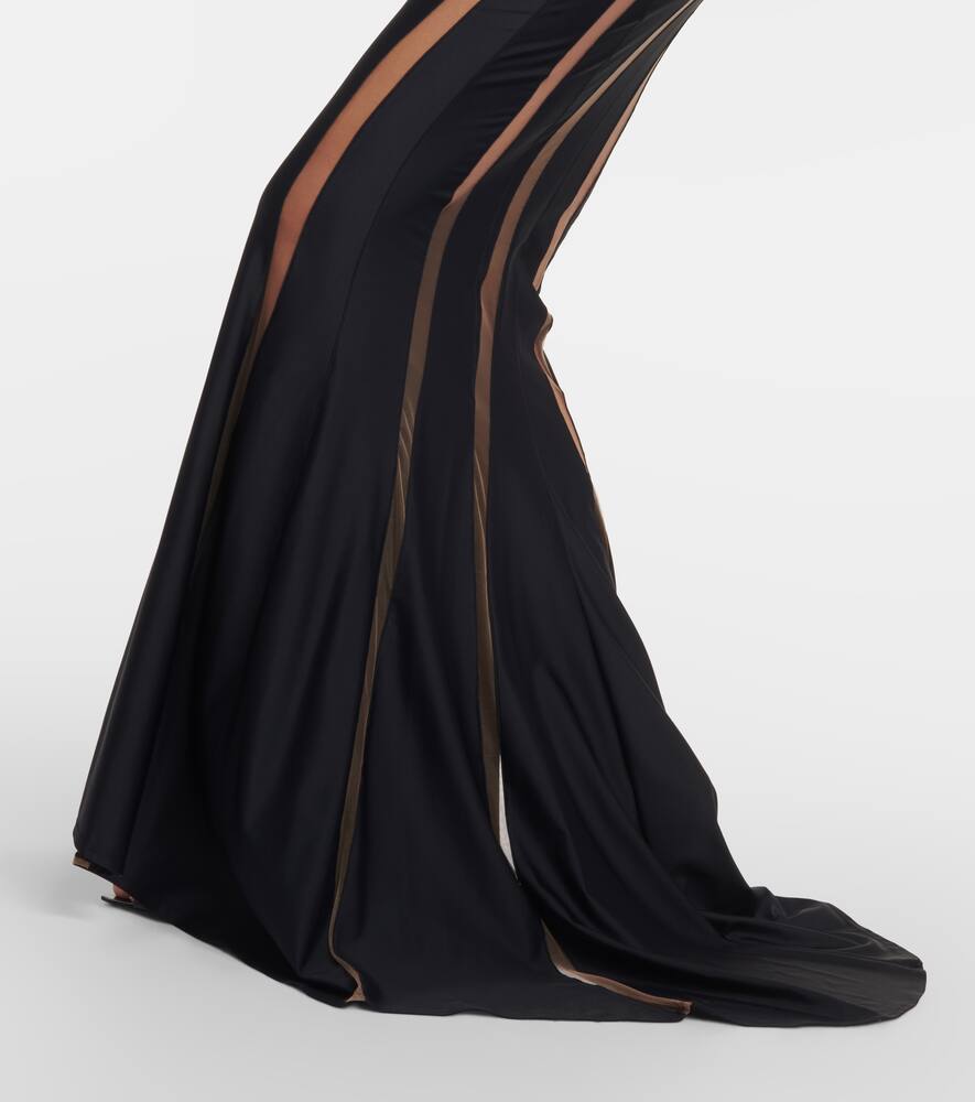 Mugler Paneled tulle and jersey gown