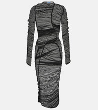 Mugler Ruched mesh midi dress