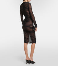 Mugler Ruched mesh midi dress