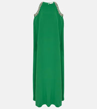 Oscar de la Renta Crystal-embellished silk-blend gown
