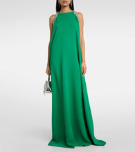 Oscar de la Renta Crystal-embellished silk-blend gown