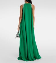Oscar de la Renta Crystal-embellished silk-blend gown