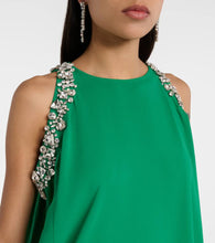 Oscar de la Renta Crystal-embellished silk-blend gown