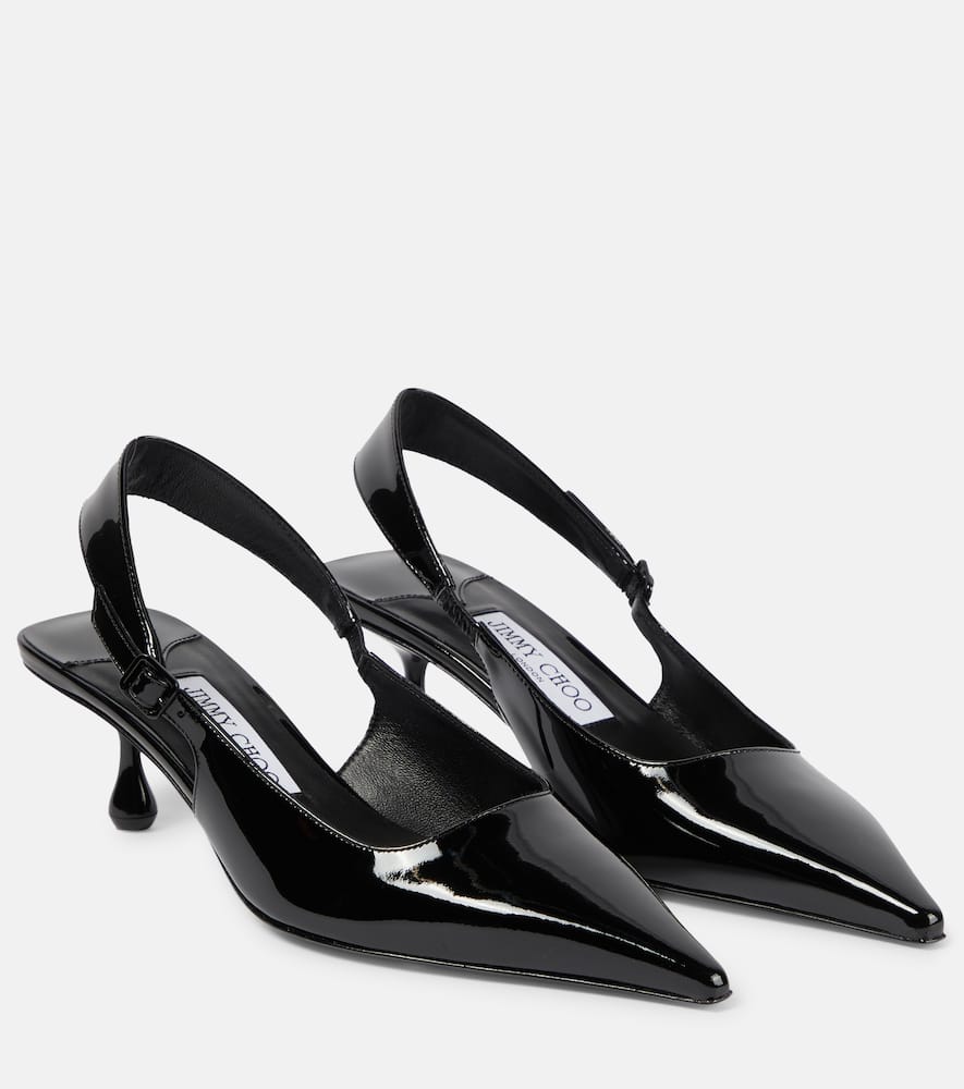Jimmy Choo Amel 50 Pat leather slingback pumps