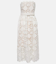 Oscar de la Renta Strapless guipure lace midi dress