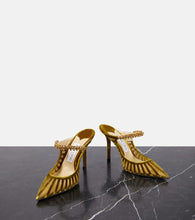 Jimmy Choo Bing 100 embellished velvet and mesh mules