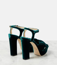 Jimmy Choo Heloise 120 velvet peep-toe platform pumps