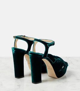Jimmy Choo Heloise 120 velvet peep-toe platform pumps
